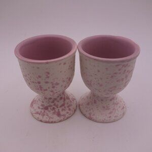 Set of Two(2) White and Pink Egg Cups